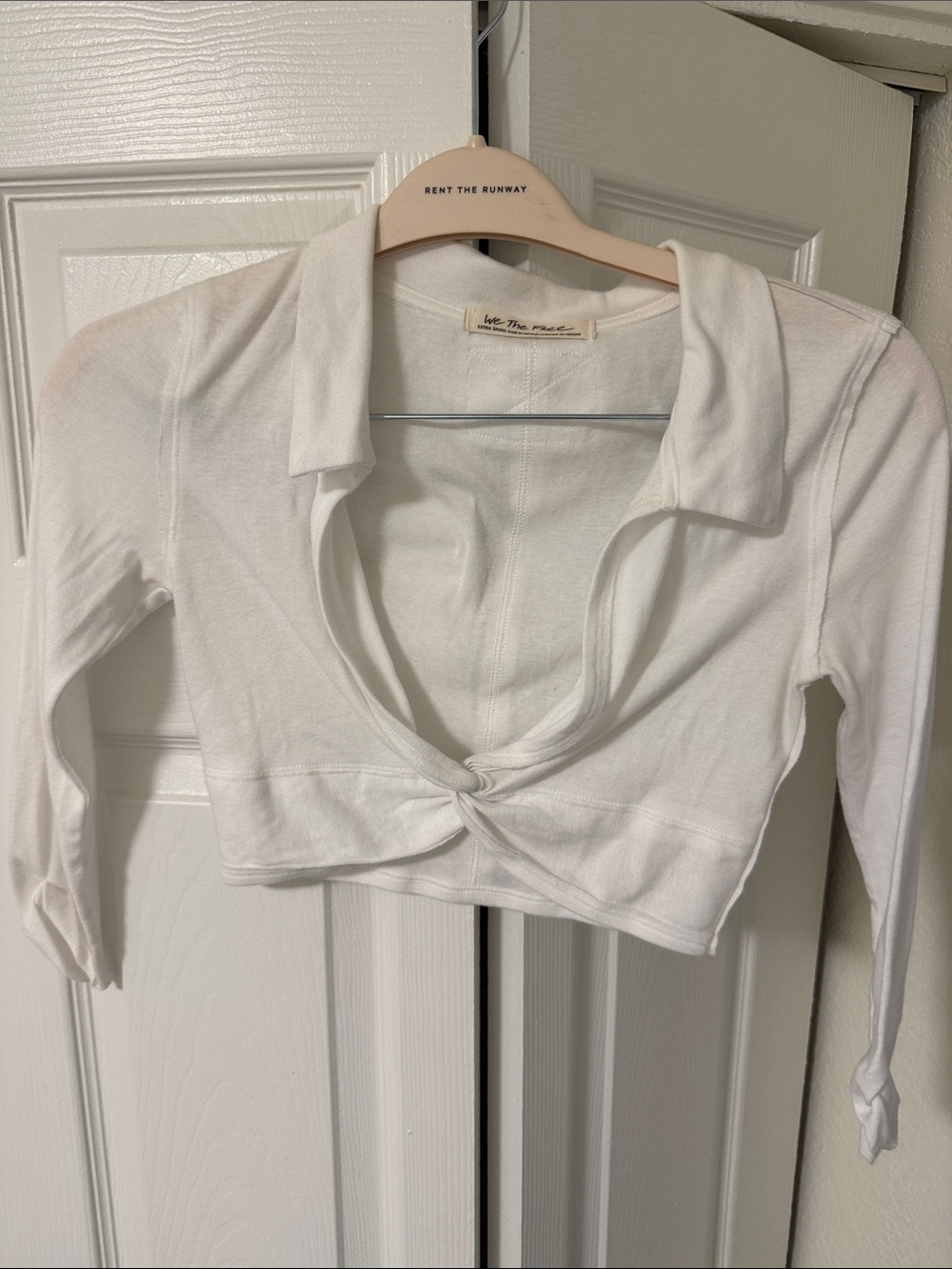 We The Free White Twist-Front Cropped Polo